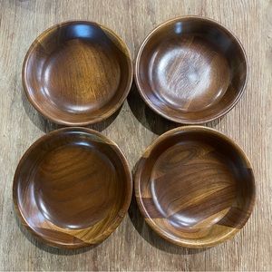 Vintage Midcentury Walnut Wooden Bowls Set of 4